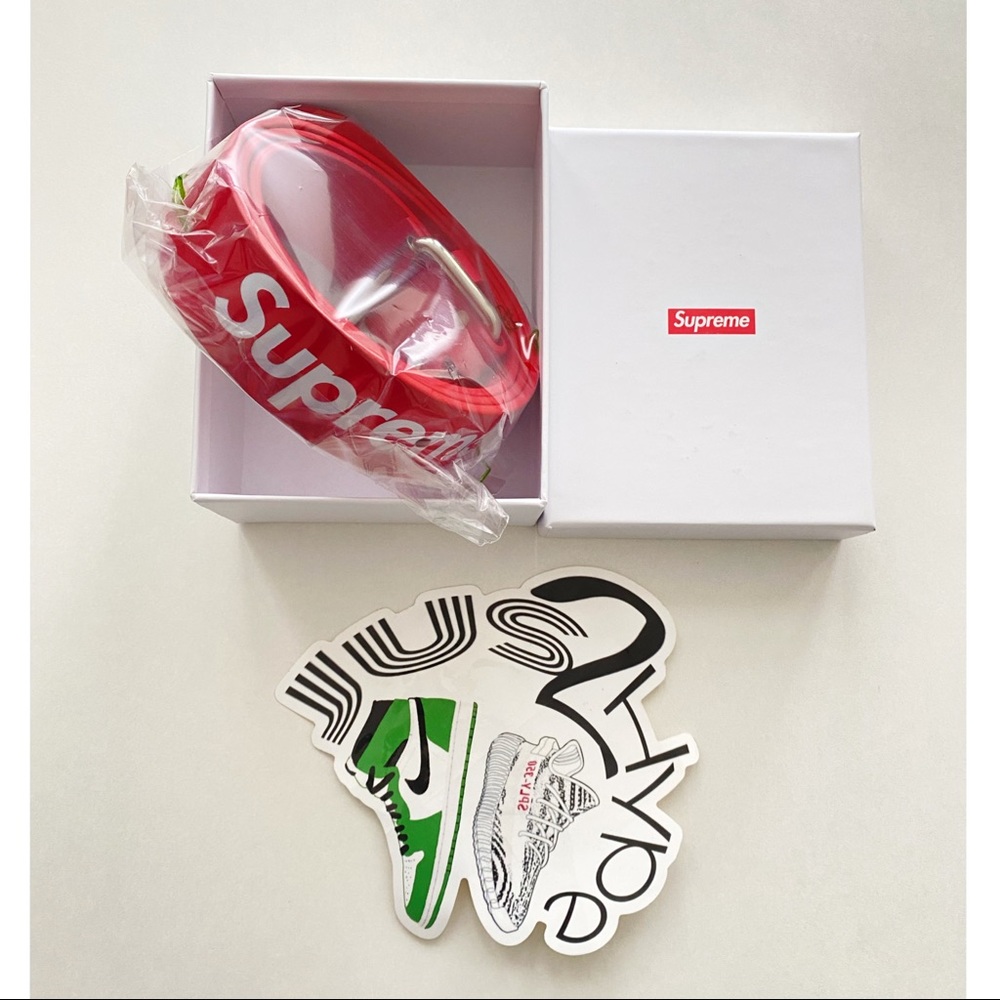 Supreme Repeat Leather Belt “Red “